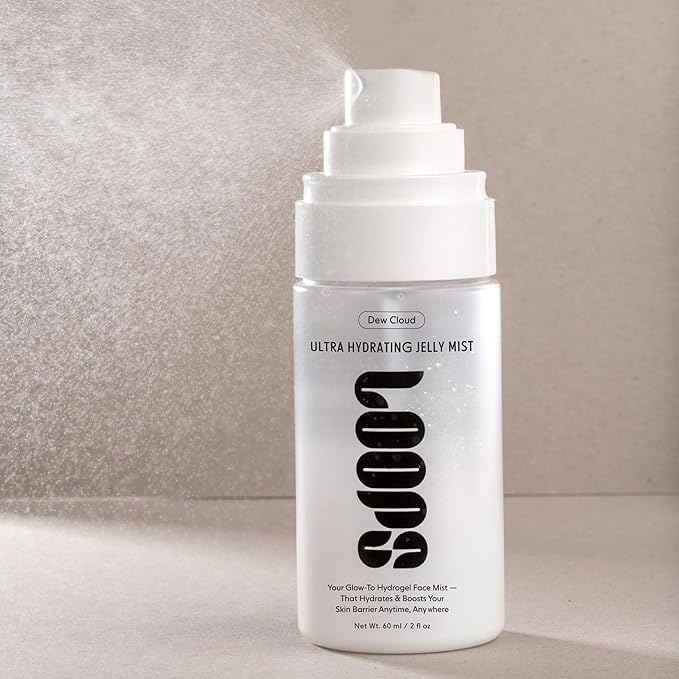LOOPS Beauty Dew Cloud Ultra Hydrating Korean Jelly Mist – Barrier-Repairing Facial Spray with Polyglutamic Acid, Snow Mushroom & Ceramides – Plumping & Moisturizing Micro-Gel Mist – 1.7 fl oz