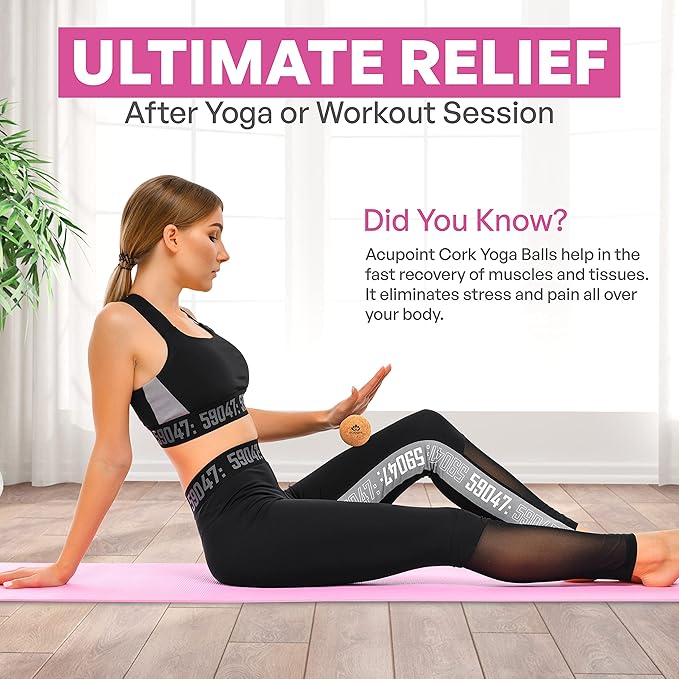 Acupoint Physical Massage Therapy Lacrosse Ball Set Ideal for Yoga Deep Tissue Massage Trigger Point Therapy and Myofascial Release Physical Therapy Equipment Back Foot Plantar Fasciitis (Cork)