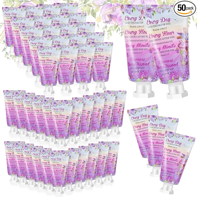 50 Pack Christian Hand Lotion Bulk Gifts for Women Mother's Day Gifts Bible Mini Travel Hand Lotion for Women Church Appreciation(Cross)