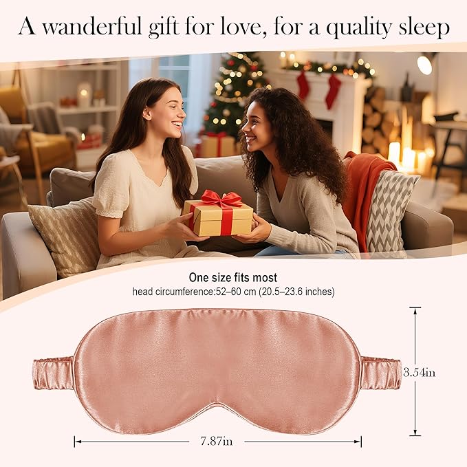 SilkDream 100% Mulberry Silk Sleep Mask Eye Mask for Sleeping 22 Momme Nature 6A Real Silk Gifts for Women&Men Rosegold
