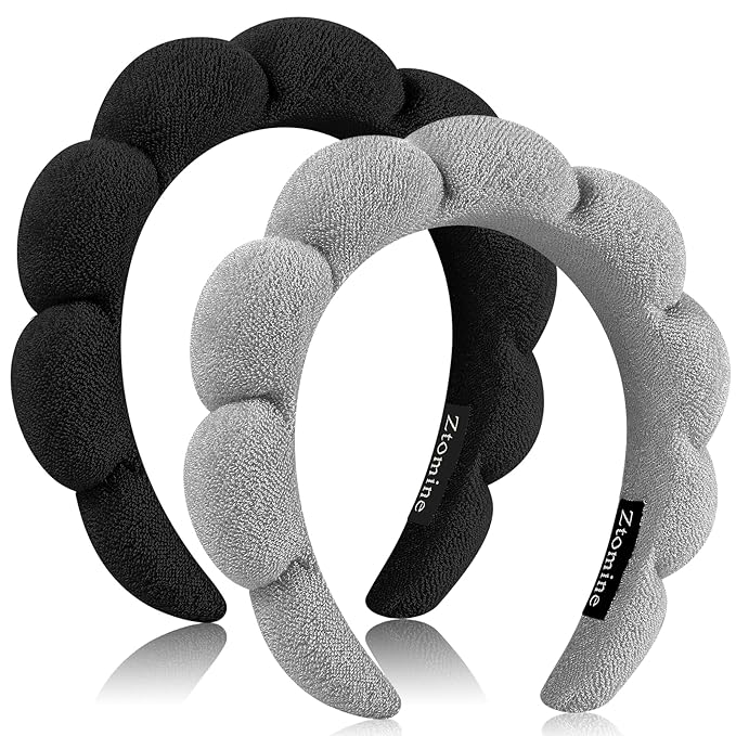 Ztomine Spa Headbands for Washing Face or Facial, Set of 2 Skincare Headbands, Terry Cloth Headband Wash Combo Pack - Puffy Makeup Washing, Mask, Skin Treatment