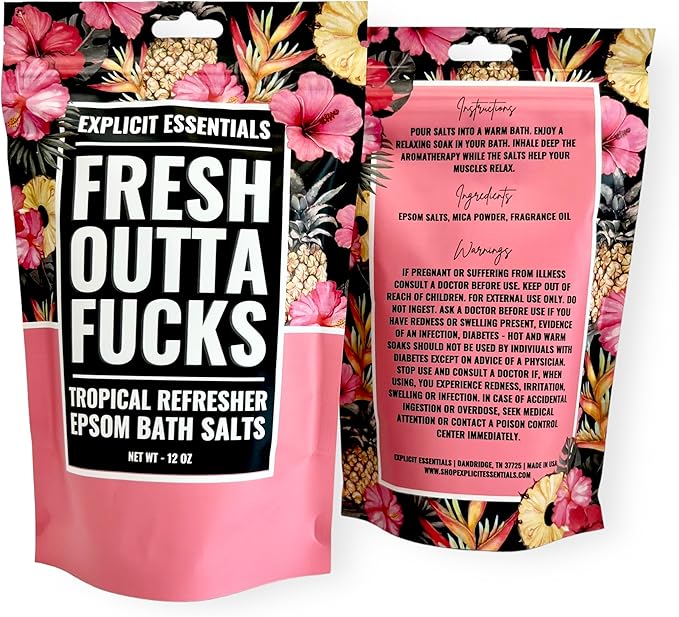 Explicit Essentials Tropical Refresher Epsom Bath Salts, 12 oz, Pink