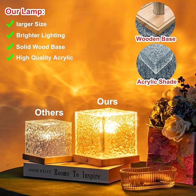 Aurora Ocean Wave Lights Projector No Wiring, Touch Cube Color Changing Light with 16 Colors 4 Modes Dimmable Cordless Mood Lamp for Shower, Northern Light for Bedroom Bathroom, with Remote (Large)