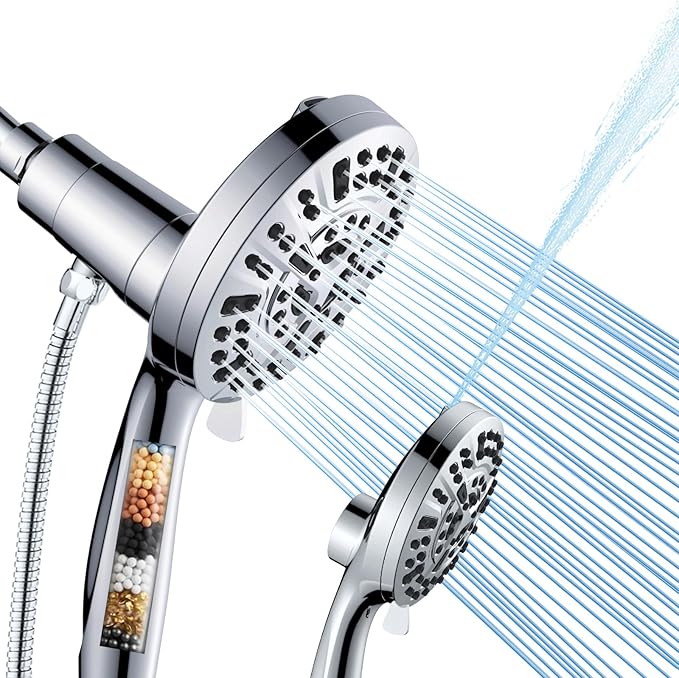 Filtered Shower Head with Handheld - 9 Spray Modes High Pressure Handheld Shower with Filter Spray Combo, Magnetic Shower Heads, With 60-Inch Long Hose