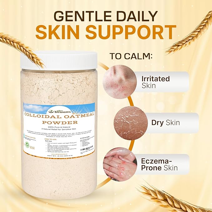 Dirty Treasures Colloidal Oatmeal Bath | Eczema & Itchy Skin Relief | Baby-Safe, 100% Natural, Fragrance-Free | 1 lb (16oz) (Pack of 2)