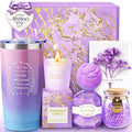 Birthday Gifts for Women, Mothers Day Gifts for Mom, Wife, Her, Friend, Teacher, Nurses, Coworker, Self Care Spa Baskets Set, Thank You Gift for Women Purple