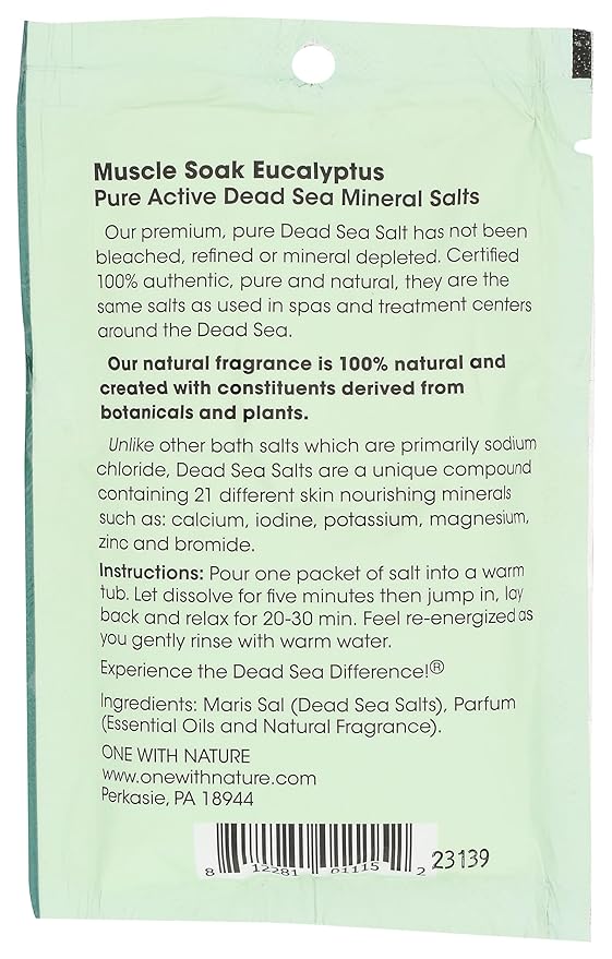 ONE WITH NATURE Eucalyptus Dead Sea Bath Salt Packet, 2.5 OZ