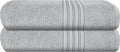 BOUTIQUO 100% Cotton 2 Pack Bath Towel Set 28x55, Eco-Friendly Large Bath Towels, Compact Quickdry Lightweight Soft & Highly Absorbent Bath Towel, Ideal for Everyday Gym Travel Camp Pool - Light Grey