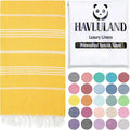 HAVLULAND Turkish Beach Towels, Oversized 40"x72" Turkish Bath Towel, Highly Absorbent Quick Dry Sand Free Beach Towels for Beach Pool Spa Gym Yoga Travel Camping Picnic Blanket - Yellow