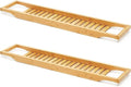 RoyalHouse Bamboo Bath Caddy Tray for Bathtub, with Book and Wine Glass Holder, Attractive Design, Suitable for Luxury Spa or Reading, Ideal Gift for Family & Friends (Pack of 2)