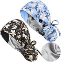 Satin Lined Scrub Caps with Buttons & Sweathand, Surgical Caps for Women