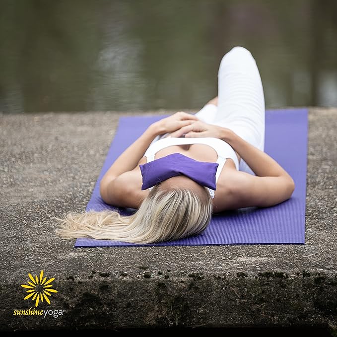 Sunshine Yoga 4-Pack Scented Sateen Eye Pillows, Low-Luster, 9'' x 4'' Flaxseed Weighted Eye Mask for Sleeping, Hot or Cold Therapy for Relaxation, Migraine, and Headache, Assorted