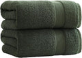 27x55 Bath Towels Set 100 Percent Cotton 650GSM Luxury Super Soft Absorbent Bathroom Towels (Olive Green,Pack of 2)
