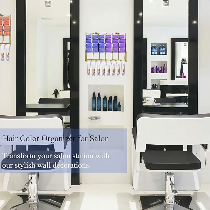 Meudid Hair Color Organizer for Salon - 2 PCS Metal Hair dye Tube Racks Storage Wall Mounted Cabinet Available