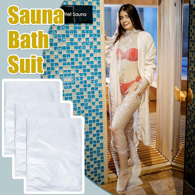 Xtinmee Disposable Body Wraps PE Sauna Bath Suit Plastic Body Sauna Wrap for Spa Bathtub Men Women Weight Loss Detox