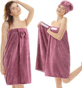 Xtinmee 2 Sets Normal Size Womens Wrap Towel with Hair Towel Bath Towel Wrap Shower Dress Towel Spa Wraps for Women's Bathrobe (Purple)
