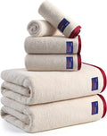 REDKISS 6 Piece Luxury Bath Towel Set, 2 Bath Towels, 2 Hand Towels, 2 Washcloths, 100% Cotton Ultra Soft Highly Absorbent Quick Dry Towels for Bathroom, Gym, Spa, Hotel, Beige Brown
