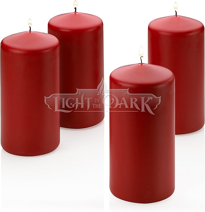 Light In The Dark 4 Red Apple Cinnamon Scented Pillar Candle 6 Inch Tall X 3 Inch Wide