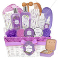 19-Pc Luxury Body Gift Set for Women, Lavender Bath and Body Gift Basket, Spa Gift Basket, Home Spa Gifts, Facial Care, Necklace, Skin Care gift set for Mother Day, Anniversary, Birthday, Christmas