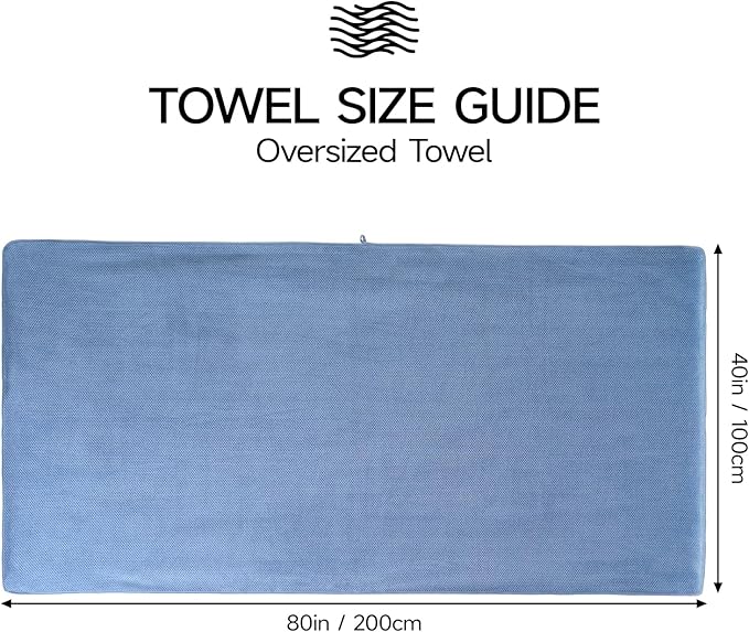 REDKISS Pack of 2 Jumbo Bath Sheets, 40 x 80 Inches Microfiber Bath Towels for Bathroom, Extra Large & Lightweight, Quick-Dry, Super Soft & Highly Absorbent, Perfect to Wrap Yourself in, Blue