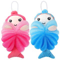 Nuenen 2 Pcs Bath Loofahs Kids Toddler Cute Cartoon Bath Sponges Loofah Pouf Body Scrubber Mesh Sponges for Children Shower Washing Exfoliating(Mermaid)