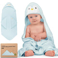 KeaBabies Hooded Baby Towel for Newborn - Viscose Derived from Bamboo Large Baby Bath Towels with Hood for Boys, Girls, Toddler, Extra Absorbent & Soft Newborn Bath Essentials (Penguin, Regular)