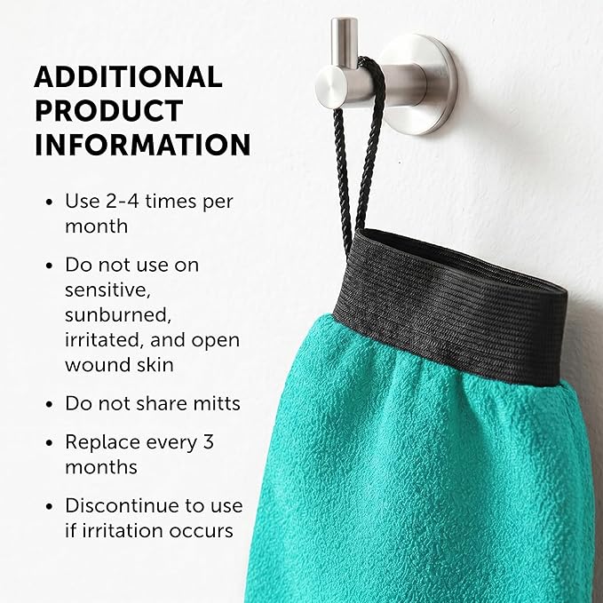 Valitic Exfoliating Glove Body Scrubber - Exfoliating Mitt Dead Skin Remover, Shower Face and Body Exfoliator - Korean Style Skin Scrubber Washcloth - Spray and Self Tan Remover, Pair Turquoise