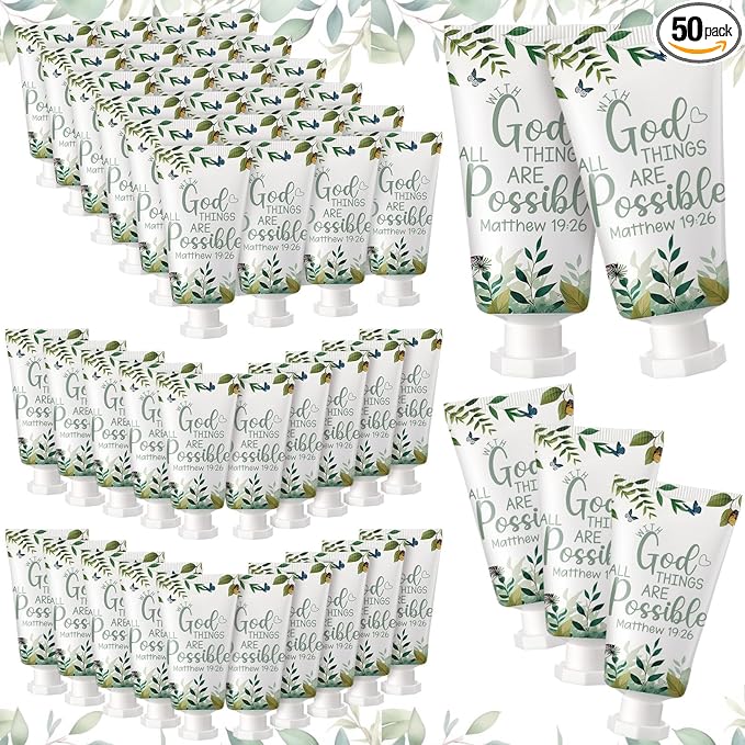 50 Pack Christian Hand Lotion Bulk Gifts for Women Mother's Day Gifts Bible Mini Travel Hand Lotion for Women Church Appreciation(Eucalyptus)