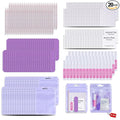 Press On Nail Tool Kit with Everything, Bebbtiy Press On Nail Prep Tool Kit Disposable Manicure Kit with Nail File, Nail Glue, Prep Pads, Adhesive Nail Tabs, Wood Stick, Packaging Bag (50pcs-purple)