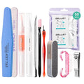 Gellen Nail Cleanser Pads 50PCS with 10PCS Manicure Tools Kit: Ceramic Cuticle Pusher Pen, Remover and Cuticle Oil Nail Prep Care Kit, Nail File 100/180, Polishing Buffer, Nail Clipper & Brush