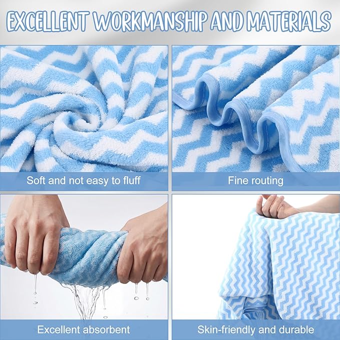 SmoothNovelty 16 Pack Microfiber Bath Towels Bulk 27'' x 60'' Oversized Size Bath Towel Highly Absorbent Extra Large Soft Drying for Beach Shower Summer Salon Sport Gym Party (Wave,Blue)