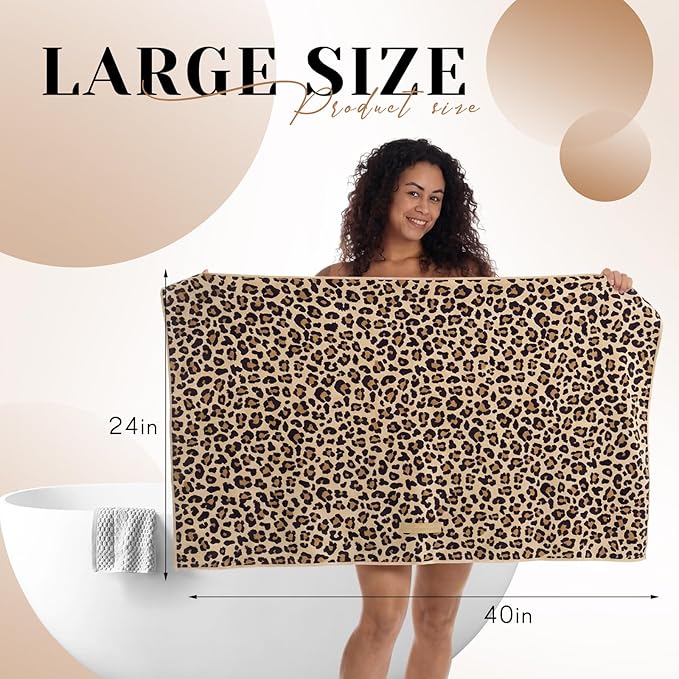 1 Pcs 40 x 24 Inches Large Microfiber Hair Towels Quick Dry Hair Towel Wrap for Women, Suitable for Home, Recreation, Beach, Yoga, Gym, Camping, Etc (Leopard)
