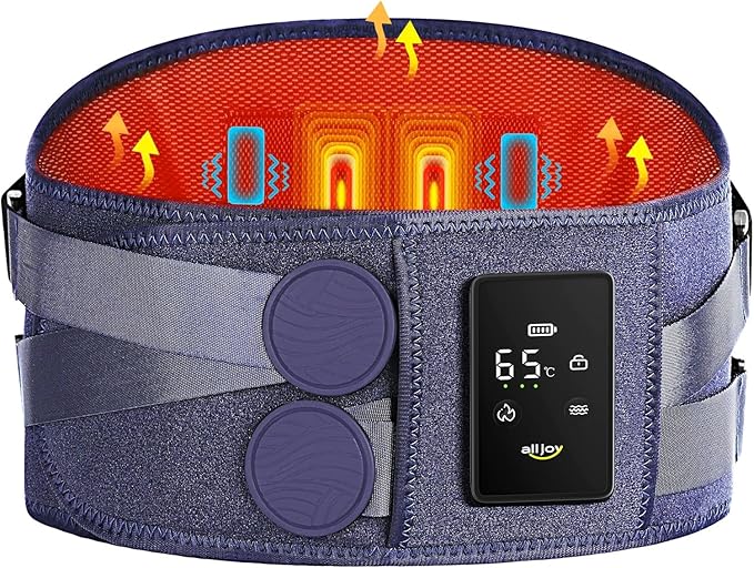 ALLJOY 67" Cordless Heating Pad for Back Pain Relief FSA Eligible HSA, Birthday Gifts for Women Men Mom Dad, Portable Lower Back Massager with 3 Heat 5 Vibration, Wireless Heating Pad for Cramps