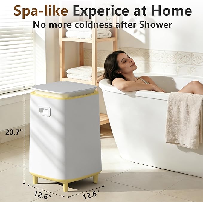 22L Towel Warmer for Bathroom – Fast Heating Blanket Warmer, Fits Two 40" x 70" Oversized Towels, Blankets & Bathrobes, Auto Shut-Off, Adjustable Timer, Portable Towel Warmer Bucket - Yellow