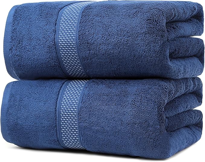 Fluffy Cotton Bath Towels Set800G,2-Piece Set, Thickened and Enlarged(31.5x63 inches),Super Absorbent,Soft,Suitable for Hotel, Bathroom, Swimming Pool, SPA,Gift(Dark Blue)