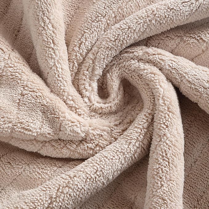 YTYC 39x78 Bath Sheets Extra Large Bath Towels Set for Adults Super Soft Absorbent Striped Microfiber Oversized Bathroom Towels - Beige, 6 PCS