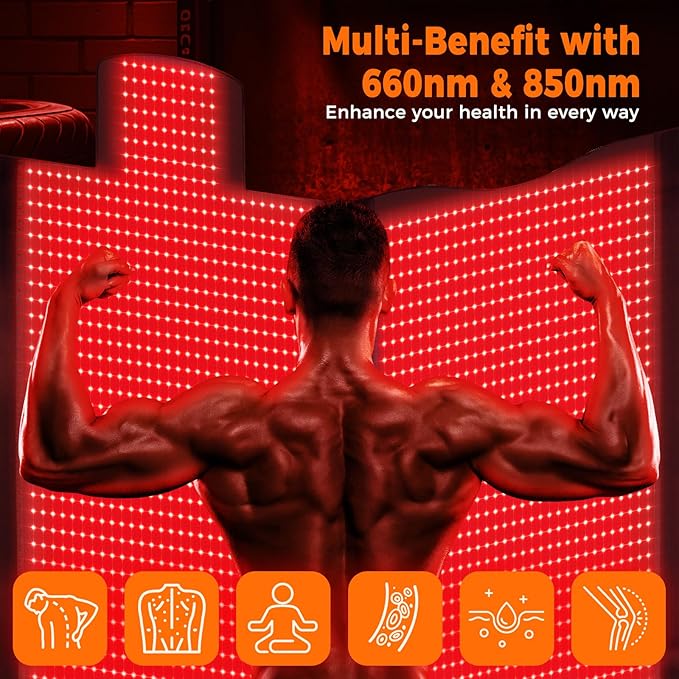 LITDUCK Body Red Light Therapy Mat, Eligible Red Light Therapy Blanket, 2in1 LEDs(660nm& 850nm), Premium Leather, Adjustable Timer & Intensity, 74.6” x 33.3” 2570 LEDs