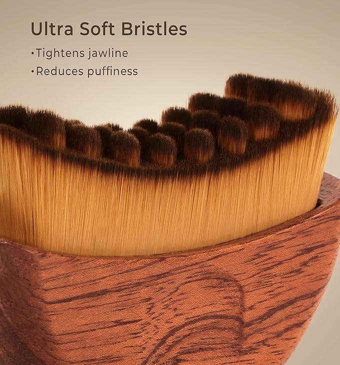 2PCS Lymphatic Contour Face Brush - Wooden Handle Face Brush for Lymphatic Drainage - Facial Sculpting Dry Guasha Brush - Face Lymphatic Drainage Brush - Face Contour Depuff Lift Brushes Sapele