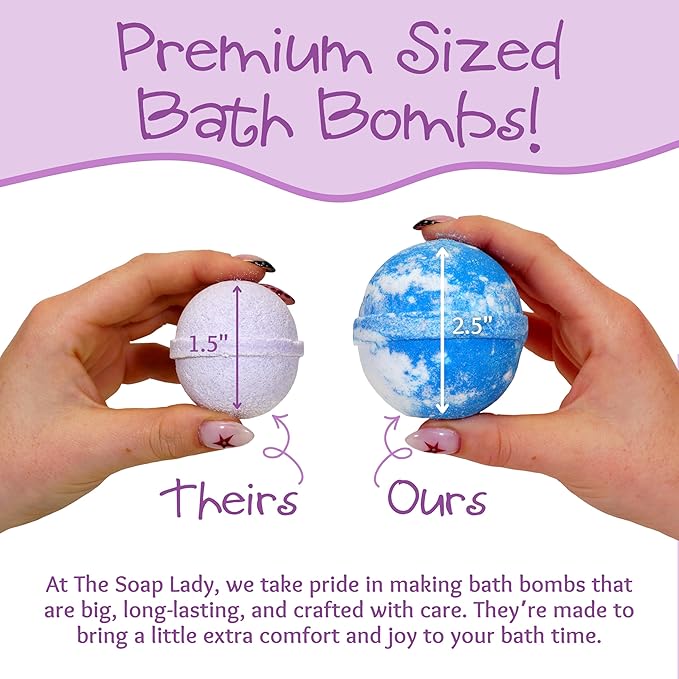 The Soap Lady Seasonal Bath Bombs - Berry Peppermint, Blackberry Lemon, Grapefruit Orange & Rose Lavender - 4 Pack