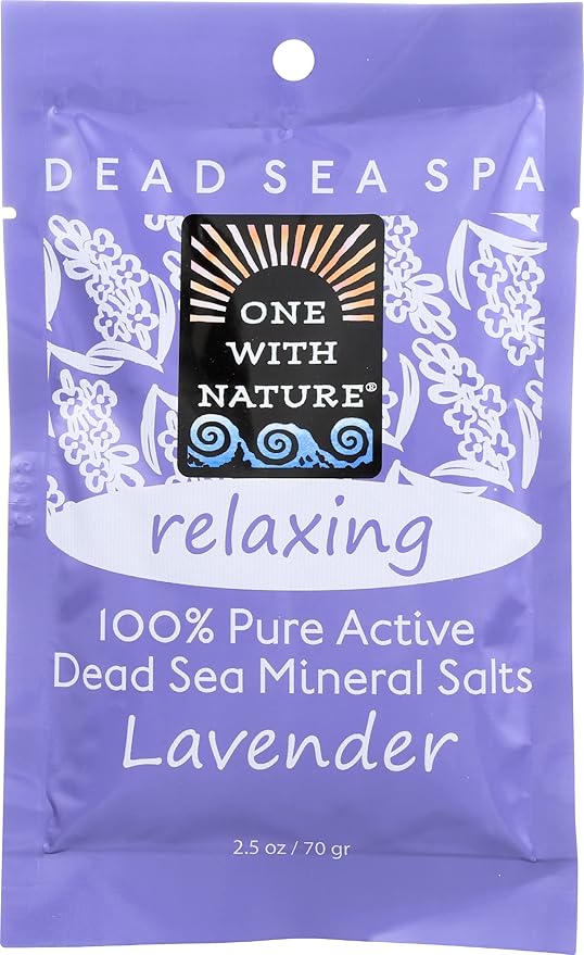 Relaxing, 100% Pure Active Dead Sea Mineral Salts, Lavender, For Eczema, Psoriasis and All Skin Types, Natural, Therapeutic, 2.5 Oz (Pack of 6)