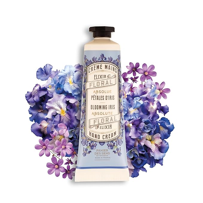 Panier des Sens - Small Hand Cream for Dry Cracked Hands – Iris Mini Hand Lotion for Dry Skin - With Shea Butter and Olive Oil - Hand Care 97% Natural Ingredients - Travel Size 1 floz