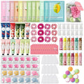 120PCS Spa Party Supplies for Girls, Include Facial Masks, Lip Mask, Under Eye Patches, Lip Balm, Foot Bath Bombs, Hand Cream, Compressed Towel, Hair Band, Sleepover Party Supplies for Girls