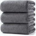 Lumimi Towels 3 Piece Very Soft Microfiber Bath Sheet Towel Set Super Absorbent Light Quick Dry and Durable, 55" L x 27" W, 3 Pack Dark Grey