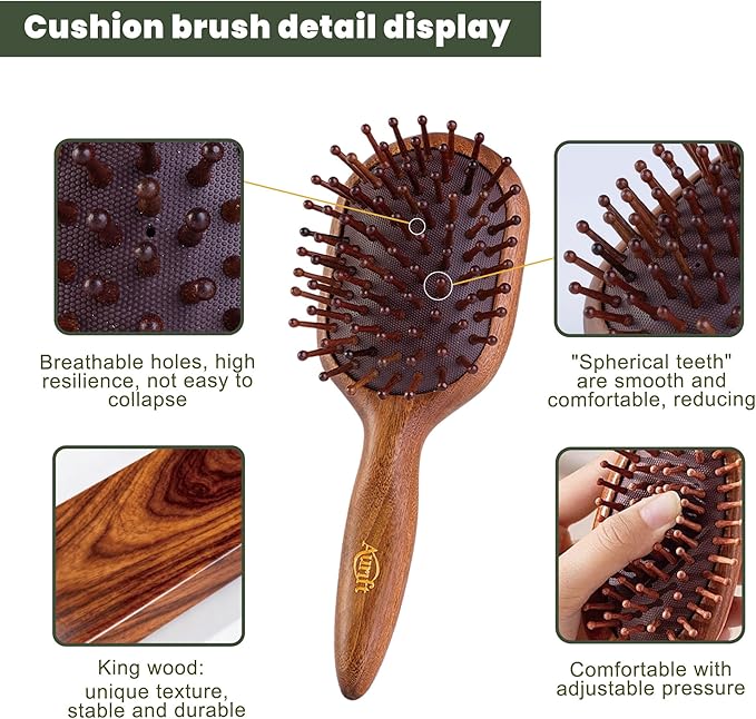 Mother’s Day Gift for Mom, 4-in-1 Wooden Gua Sha Facial Tools & Hair Detangler Brush Set – Manual Guasha tool for Face & Jawline Lifting, Scalp & Head Massager, ,Self Care Relaxation Gifts for Women