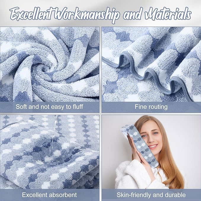 SmoothNovelty 16 Pack Microfiber Bath Towels Bulk 27'' x 60'' Oversized Size Bath Towel Highly Absorbent Extra Large Soft Drying for Beach Shower Summer Salon Sport Gym Party (Cone,Blue)