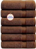 KAHAF COLLECTION 100% Cotton Bath Towels, 24x48 Pack of 6 Towels, Quick Dry, Highly Absorbent, Soft Feel Towel, Gym, Spa, Bathroom, Shower, Pool, Luxury Soft Towels (Brown, 24x48-6 Pack)