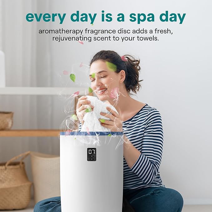SereneLife Towel Warmer Bucket Style - Portable Blanket Heater for Spa and Bathroom, Large Capacity, Customizable Fragrance, Auto Shut-Off, Fits 2 Large Towels or Blankets, One-Touch Control