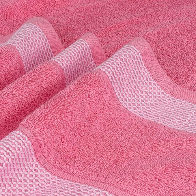 CASA COPENHAGEN Solitaire 6Pcs 100% Egyptian Cotton Large Designer Towels Gift Set- Dusty Blue-Dusty Pink, 600GSM, 2Bath 2Hand 2Washcloths, Bath Towels for Bathroom Set for Women & Men
