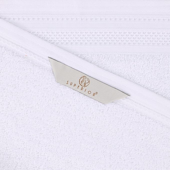 Superior Honeycomb Cotton Medium Weight Towels, for Guest Bath, Master Bathroom, Shower, Quick Dry, Adults, Home Essentials, Textured Waffle Border, Assorted Towel Set, 8 Piece Towel Set, White
