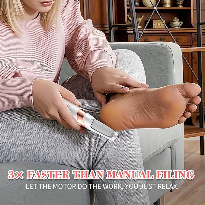 Electric Foot Callus Remover, Rechargeable Foot File Pedicure Kit for Hard Dry Cracked Skin, Professional At-Home Foot Care for Smooth Feet, Ideal Gift for Women and Men